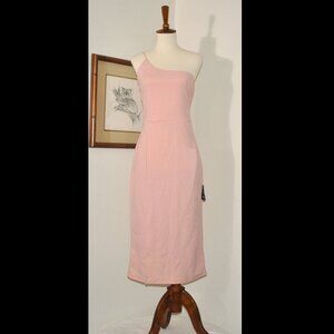 New Lulus Dress Size XL Club Scene Blush Pink One-Shoulder Bodycon Midi Dress